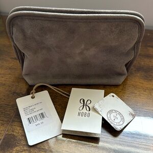HOBO Titanium Brushed Leather Toiletry/Cosmetic /Travel Bag NWT